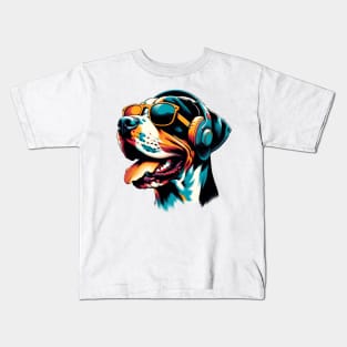 Braque du Bourbonnais as Smiling DJ in Japanese Art Kids T-Shirt